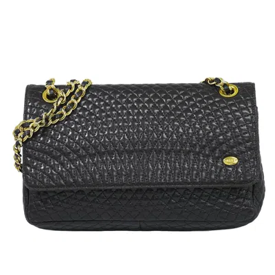 Pre-owned Bally Vintage Chain Quilted Leather Black Leather Shoulder Bag Bag ()