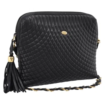 Pre-owned Bally Vintage Chain Quilted Leather Black Leather Shoulder Bag Bag ()
