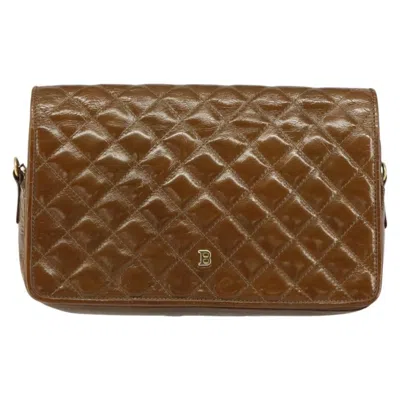Pre-owned Bally Vintage Chain Quilted Patent Leather Brown Patent_leather Shoulder Bag Bag ()
