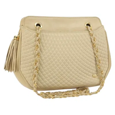 Pre-owned Bally Vintage Chain Shoulder Bag Quilted Leather Beige Leather Shoulder Bag Bag () In Sand