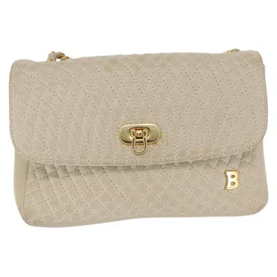 Pre-owned Bally Vintage Chain Shoulder Bag Quilted Leather Beige Leather Shoulder Bag Bag () In Sand