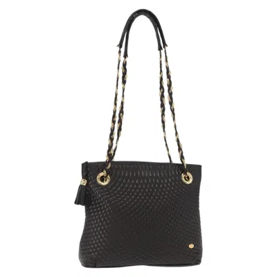 Pre-owned Bally Vintage Chain Shoulder Bag Quilted Leather Black Leather Shoulder Bag Bag ()