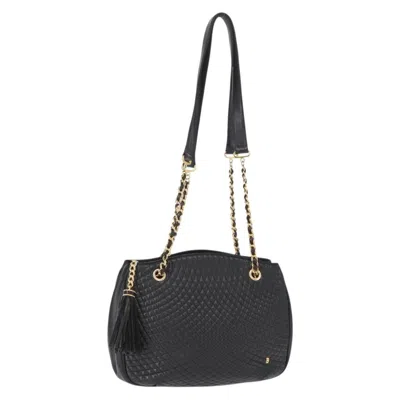 Pre-owned Bally Vintage Chain Shoulder Bag Quilted Leather Black Leather Shoulder Bag Bag ()
