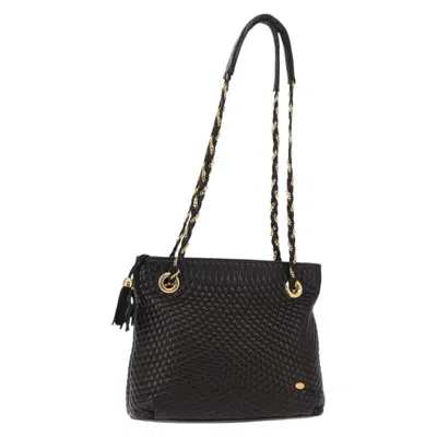 Pre-owned Bally Vintage Chain Shoulder Bag Quilted Leather Black Leather Shoulder Bag Bag ()