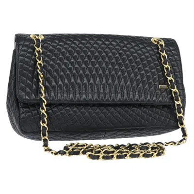 Pre-owned Bally Vintage Chain Shoulder Bag Quilted Leather Black Leather Shoulder Bag Bag ()