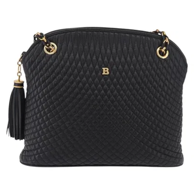 Pre-owned Bally Vintage Chain Shoulder Bag Quilted Leather Black Leather Shoulder Bag Bag ()