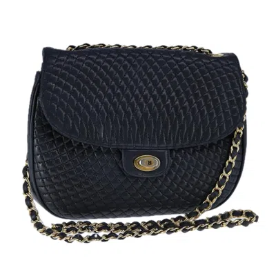 Pre-owned Bally Vintage Chain Shoulder Bag Quilted Leather Leather Shoulder Bag Bag () In Black