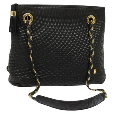 Pre-owned Bally Vintage Chain Shoulder Bag Quilted Leather Leather Shoulder Bag Bag () In Black
