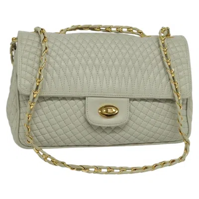 Pre-owned Bally Vintage Chain Shoulder Bag Quilted Leather Leather Shoulder Bag Bag () In Sand
