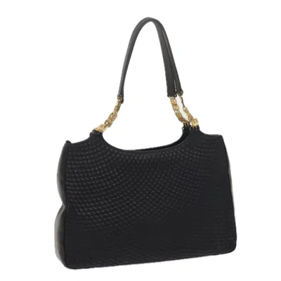 Pre-owned Bally Vintage Chain Shoulder Bag Quilted Leather Leather Tote Bag Bag () In Black