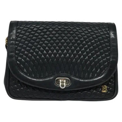 Pre-owned Bally Vintage Chain Shoulder Bag Quilted Leather Navy Leather Shoulder Bag Bag () In Blue