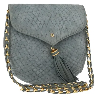 Pre-owned Bally Vintage Chain Shoulder Bag Quilted Suede Gray Suede Shoulder Bag Bag ()