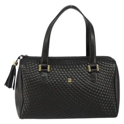 Pre-owned Bally Vintage Handbag Quilted Leather Leather Handbag () In Black