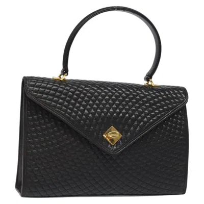 Pre-owned Bally Vintage Handbag Quilted Leather Leather Handbag () In Black