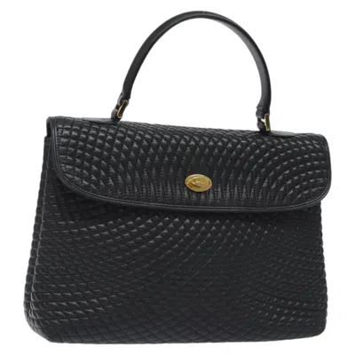 Pre-owned Bally Vintage Handbag Quilted Leather Leather Handbag () In Black