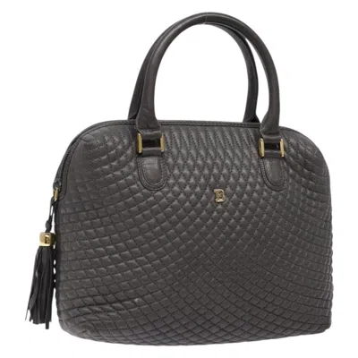 Pre-owned Bally Vintage Handbag Quilted Leather Leather Handbag () In Gray