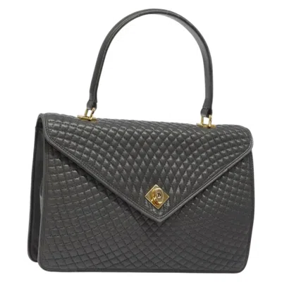 Pre-owned Bally Vintage Handbag Quilted Leather Leather Handbag () In Gray