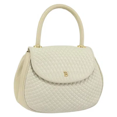 Pre-owned Bally Vintage Handbag Quilted Leather Leather Handbag () In White