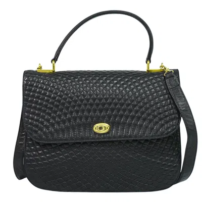 Pre-owned Bally Vintage Handbag Quilted Leather Leather Handbag () In Black