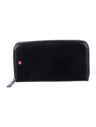 Pre-owned Bally Vintage Leather Continental Wallet In Black