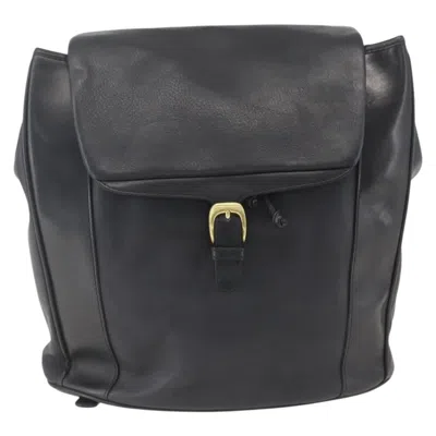 Pre-owned Bally Vintage Leather Leather Backpack Bag () In Black