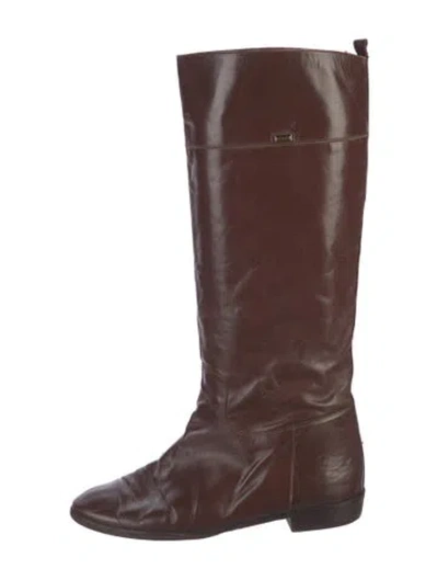 Pre-owned Bally Vintage Leather Riding Boots In Brown