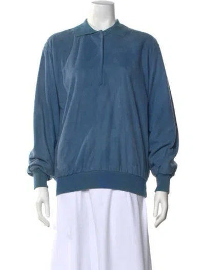 Pre-owned Bally Vintage Leather Sweatshirt In Blue