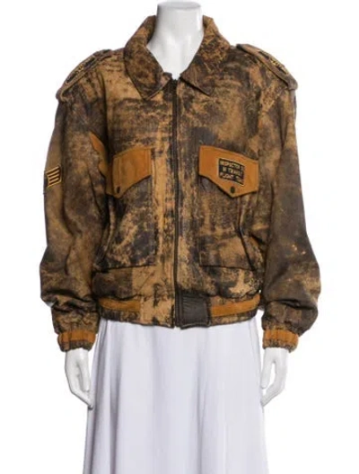 Pre-owned Bally Vintage Patterned Bomber Jacket In Brown