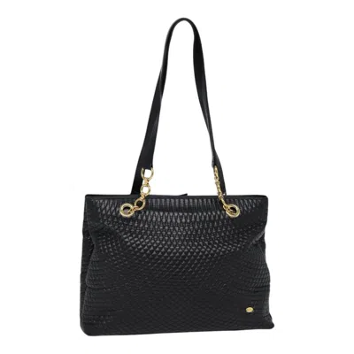 Pre-owned Bally Vintage Quilted Leather Black Leather Tote Bag Bag ()