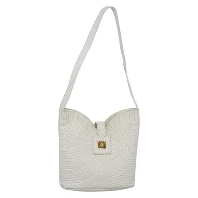 Pre-owned Bally Vintage Quilted Leather White Leather Shoulder Bag Bag ()