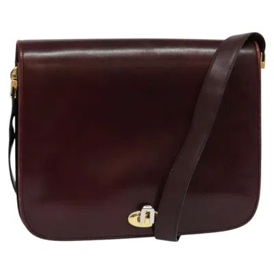 Pre-owned Bally Vintage Shoulder Bag Leather Burgundy Leather Shoulder Bag Bag ()