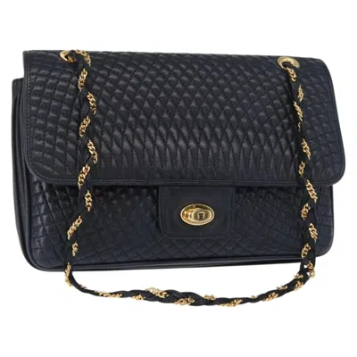 Pre-owned Bally Vintage Shoulder Bag Leather Navy Leather Shoulder Bag Bag () In Blue