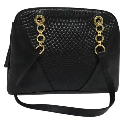 Pre-owned Bally Vintage Shoulder Bag Quilted Leather Black Leather Shoulder Bag Bag ()