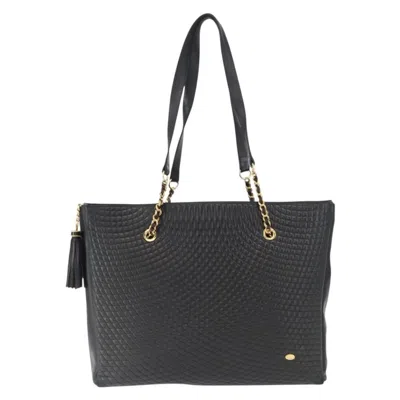 Pre-owned Bally Vintage Tote Bag Quilted Leather Black Leather Tote Bag Bag ()