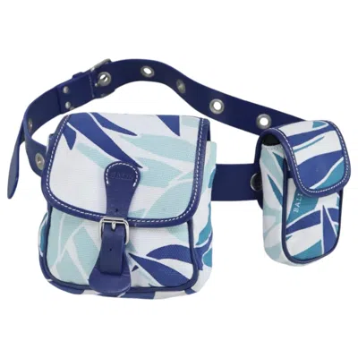 Pre-owned Bally Vintage Waist Bag Leather And Canvas Blue Canvas Clutche & Pouche Bag ()
