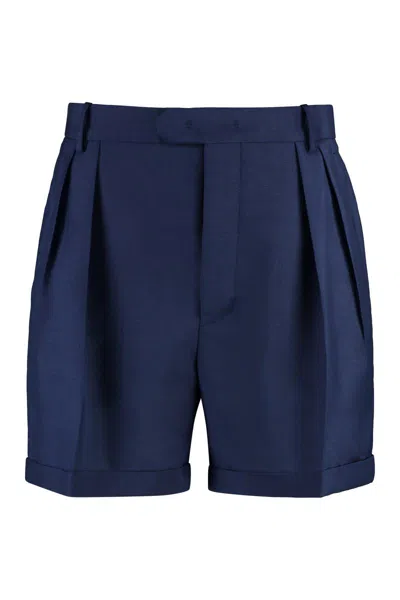 Bally Virgin Wool And Mohair Bermuda-shorts In Blue