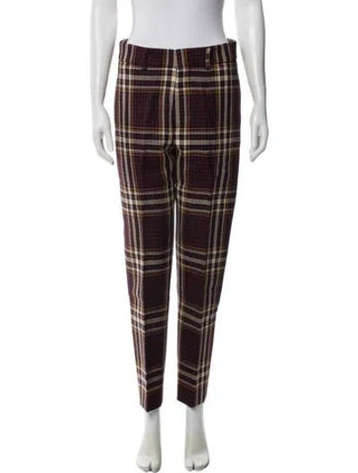 Pre-owned Bally Virgin Wool Straight Leg Pants In Burgundy