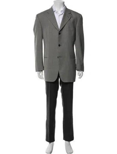 Pre-owned Bally Virgin Wool Tweed Pattern Two-piece Blazer In Grey
