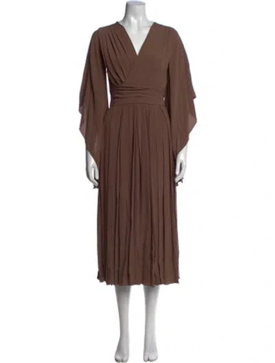 Pre-owned Bally V-neck Midi Length Dress In Brown