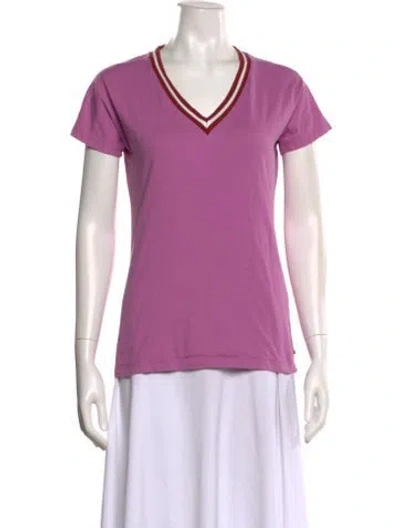 Pre-owned Bally V-neck Short Sleeve T-shirt In Purple