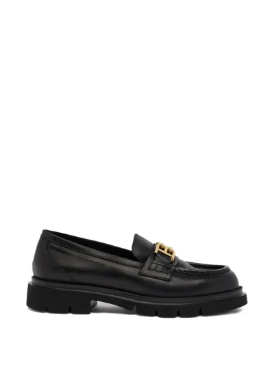 Bally Walidy Leather Logo Hardware Loafers In Black