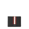 Bally Bi Fold Calf Leather Wallet In Black And Red In F110