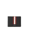 Bally Bi Fold Calf Leather Wallet In Black And Red In F110