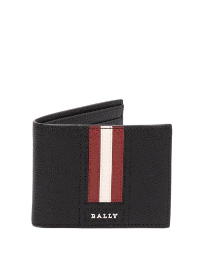 Bally Wallet In Grained Leather With Logo In Black