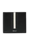 Bally Black Grained Leather Bi Fold Wallet In Black