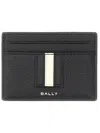 Bally Navy Blue Textured Leather Stripe Clip In Black