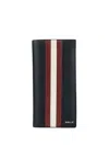 Bally Ribbon Leather Wallet In Black+red/bone+pall