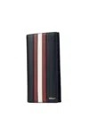 Bally Ribbon Leather Wallet In Black+red/bone+pall