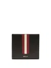 Bally Bi Fold Calf Leather Wallet In Black And Red In Black/red+pall