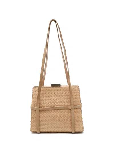 Pre-owned Bally Watersnake Leather Shoulder Bag In Neutral
